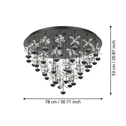 Eglo - LED Prigušiva plafonjera LED/77,4W/230V 3000K crno