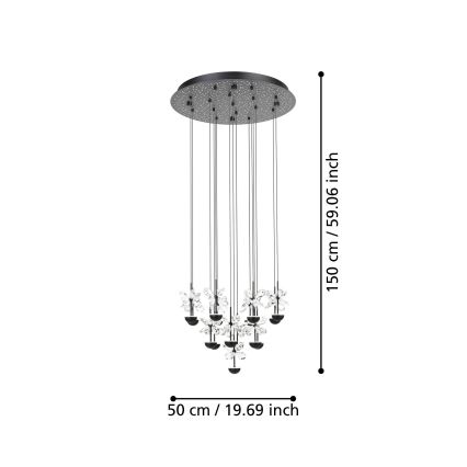 Eglo - LED Prigušivi luster na sajli LED/27W/230V 3000K crno