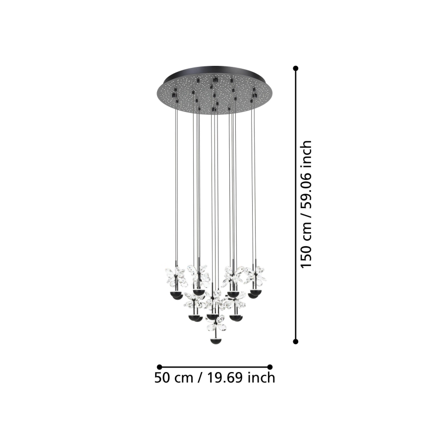 Eglo - LED Prigušivi luster na sajli LED/27W/230V 3000K crno