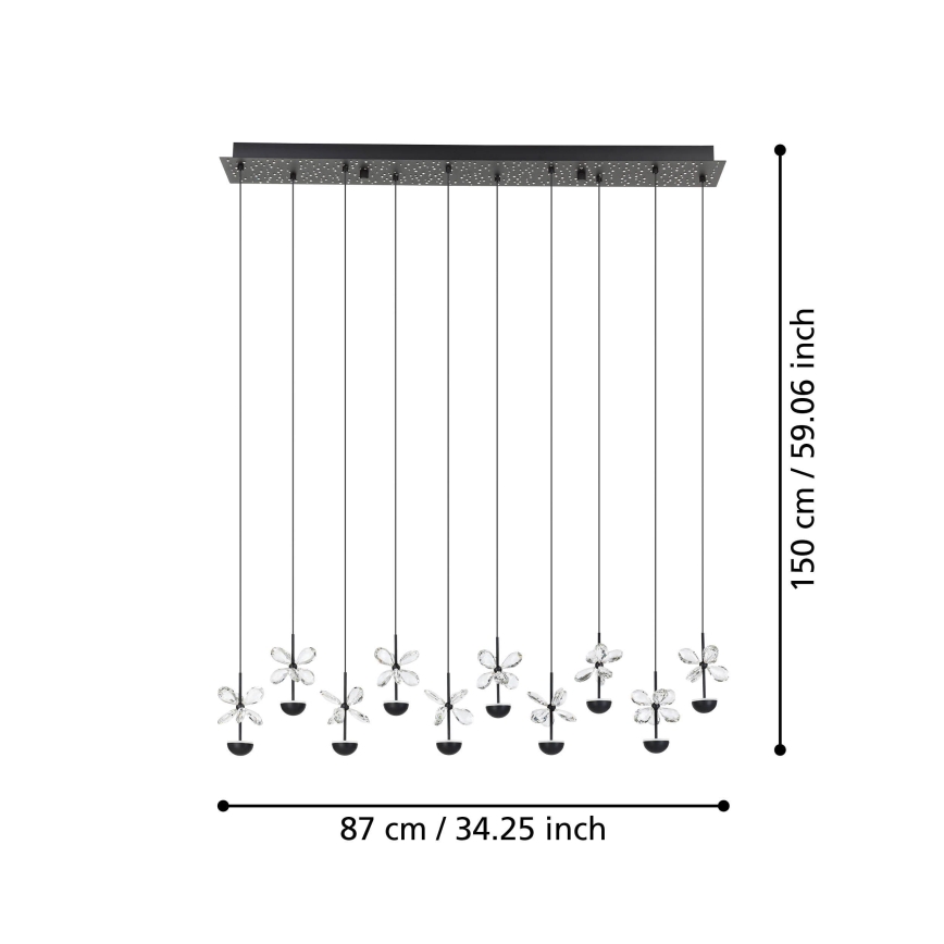 Eglo - LED Prigušivi luster na sajli LED/23W/230V 3000K crno