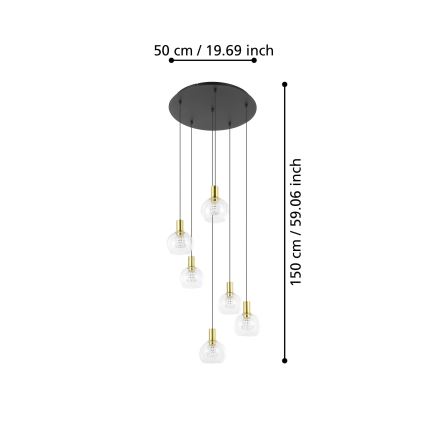 Eglo 390279 - LED Prigušivi luster na sajli 6xLED/5,4W/230V 3000K pr. 54 cm zlatna