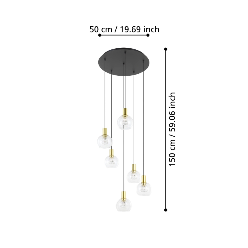 Eglo 390279 - LED Prigušivi luster na sajli 6xLED/5,4W/230V 3000K pr. 54 cm zlatna