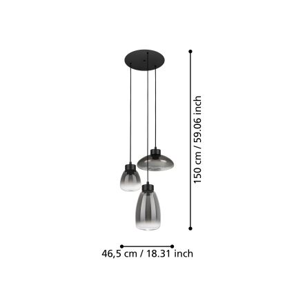Eglo - LED Prigušivi luster na sajli 3xLED/5,4W/230V 2700K dimno