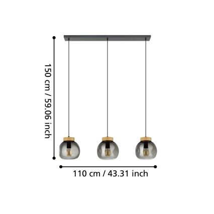 Eglo - Luster na sajli 3xE27/40W/230V dimno