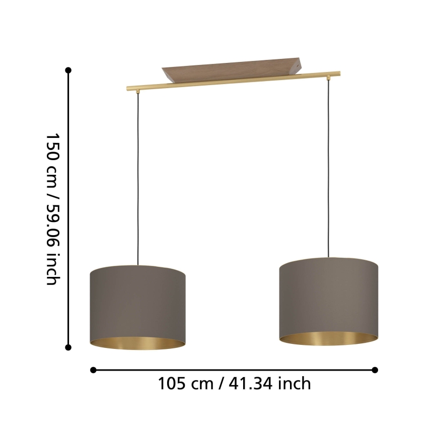 Eglo - Luster na sajli 2xE27/40W/230V braon/zlatna
