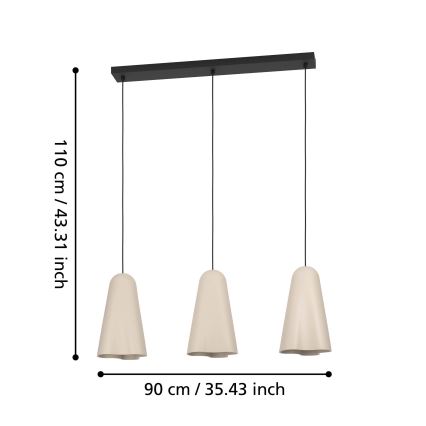 Eglo - Luster na sajli 3xE27/40W/230V bež