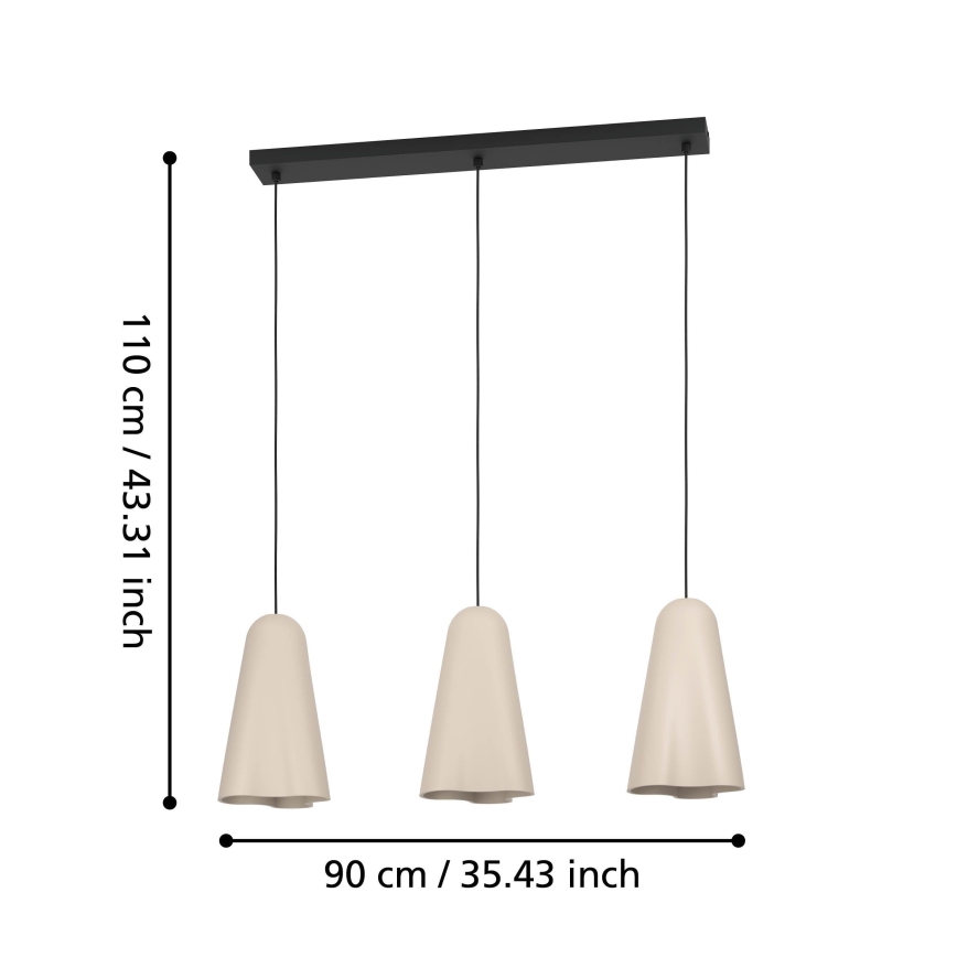Eglo - Luster na sajli 3xE27/40W/230V bež