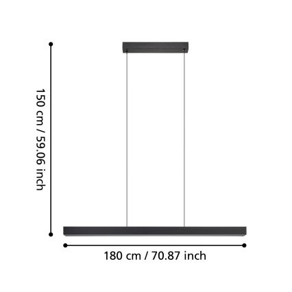 Eglo - LED Prigušivi luster na sajli LED/20W/230V 3000K crno