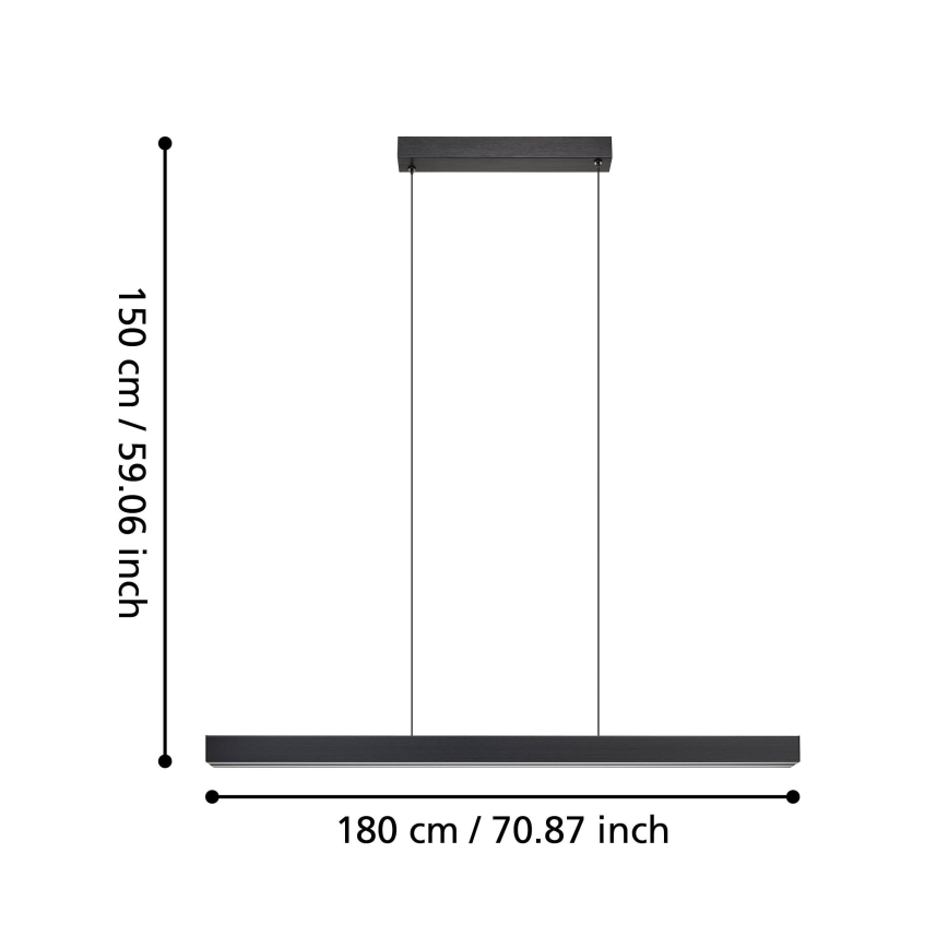 Eglo - LED Prigušivi luster na sajli LED/20W/230V 3000K crno