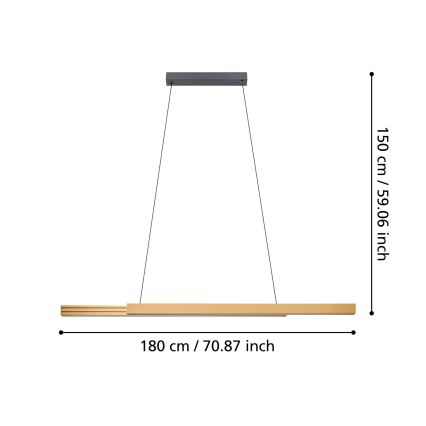 Eglo - LED Prigušivi luster na sajli LED/21W/230V 3000K braon