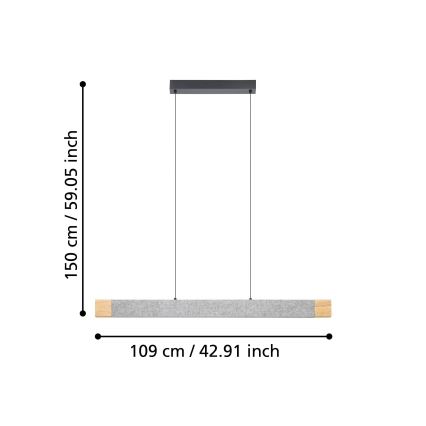 Eglo - LED Prigušivi luster na sajli LED/22,2W/230V 3000K braon/sivo