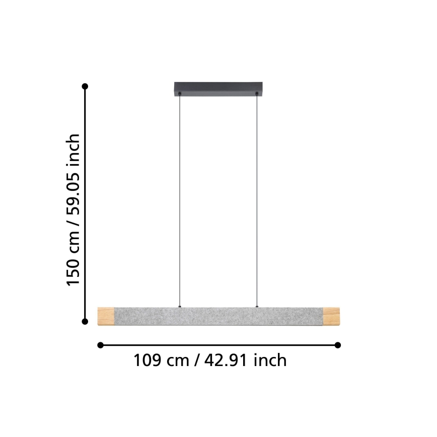 Eglo - LED Prigušivi luster na sajli LED/22,2W/230V 3000K braon/sivo