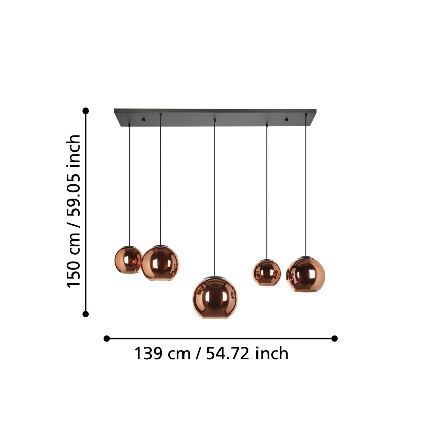 Eglo - Luster na sajli 5xE27/40W/230V bakrena