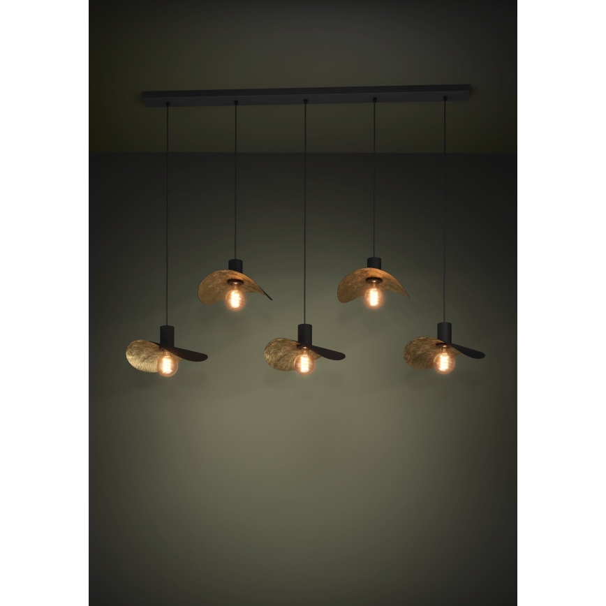 Eglo - Luster na sajli 5xE27/40W/230V crno/zlatna