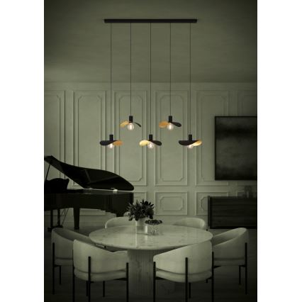Eglo - Luster na sajli 5xE27/40W/230V crno/zlatna