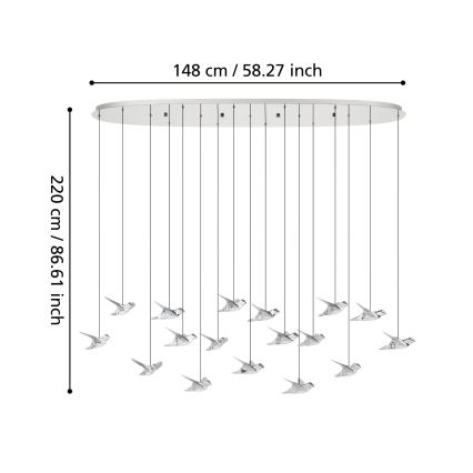 Eglo - LED Prigušivi luster na sajli 17xLED/3W/230V 3000K sjajni krom