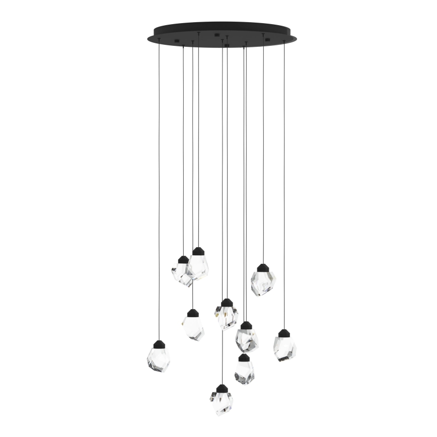 Eglo - LED Prigušivi luster na sajli 10xLED/3W/230V 3000K crno/prozirna