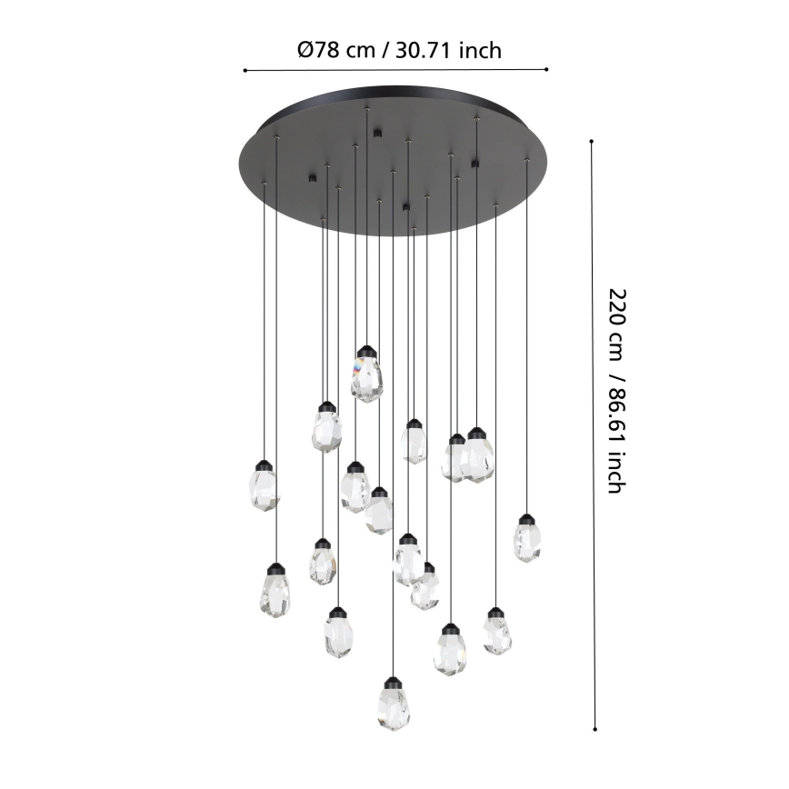 Eglo - LED Prigušivi luster na sajli 17xLED/3W/230V 3000K crno/prozirna