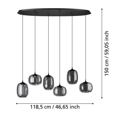 Eglo - LED Prigušivi luster na sajli 6xLED/3,7W/230V 2700-6500K dimno + Daljinski upravljač
