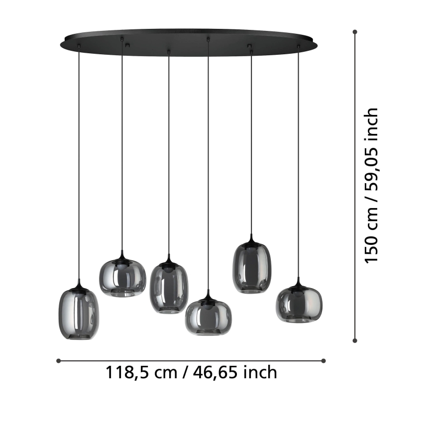 Eglo - LED Prigušivi luster na sajli 6xLED/3,7W/230V 2700-6500K dimno + Daljinski upravljač