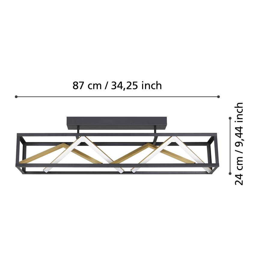 Eglo - LED Prigušivi nadgradni luster LED/45W/230V 2700-6500K crno/zlatna + Daljinski upravljač