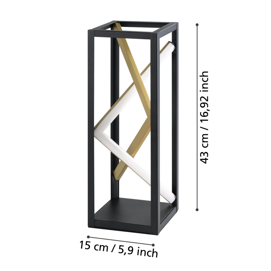 Eglo - LED Prigušiva stona lampa LED/21W/230V 2700-6500K crno/zlatna + Daljinski upravljač