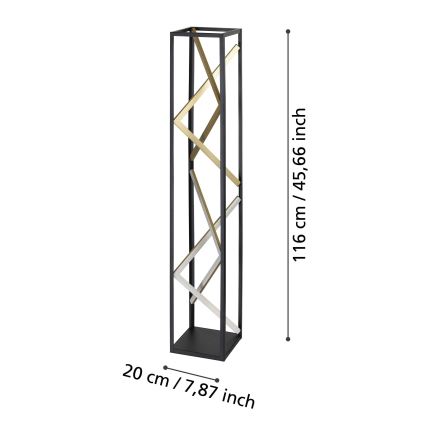 Eglo - LED Prigušiva podna lampa LED/23W/230V 2700-6500K crno/zlatna + Daljinski upravljač
