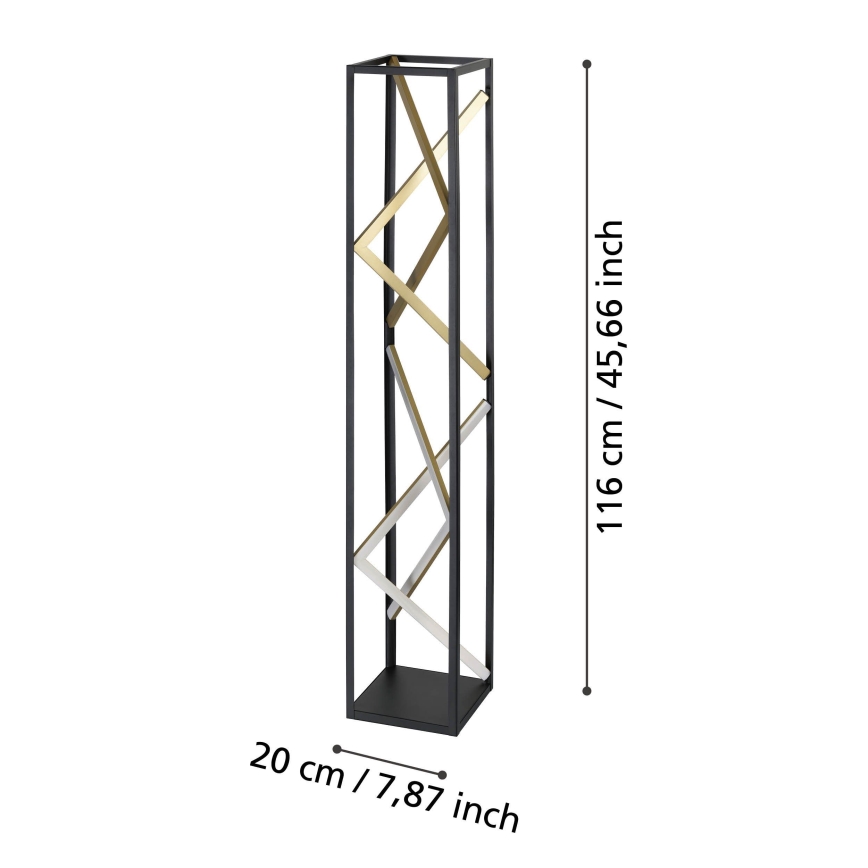 Eglo - LED Prigušiva podna lampa LED/23W/230V 2700-6500K crno/zlatna + Daljinski upravljač