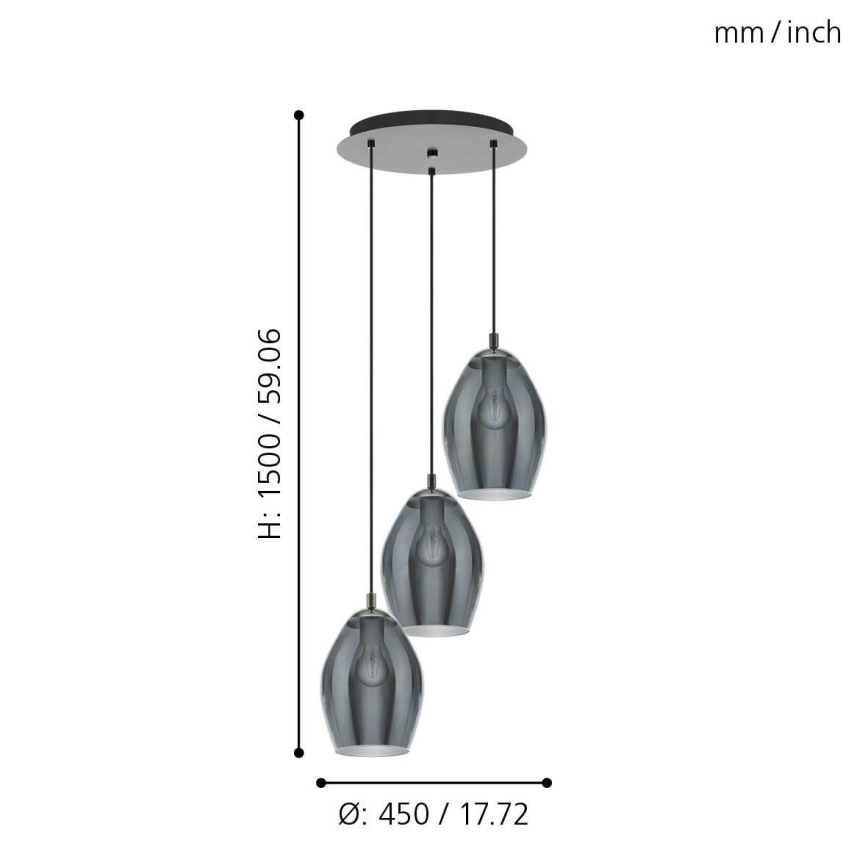 Eglo - Luster na sajli 3xE27/60W/230V dimno