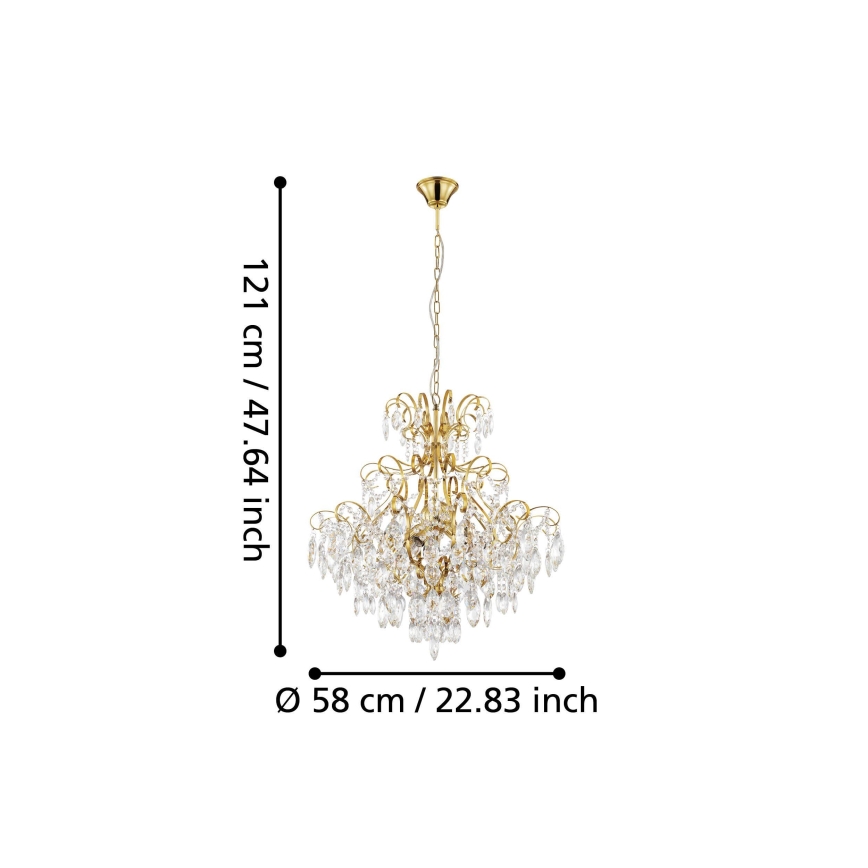 Eglo - Luster na lancu 5xE14/25W/230V zlatna