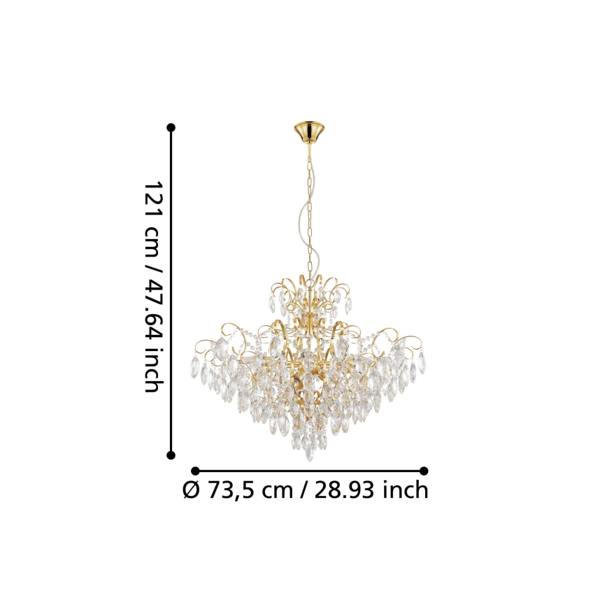 Eglo - Luster na lancu 9xE14/25W/230V zlatna