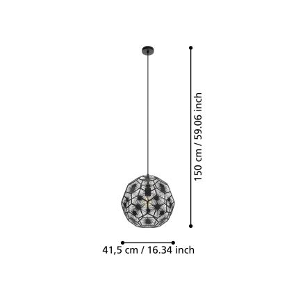 Eglo - Luster na sajli 1xE27/60W/230V pr. 41 cm crno