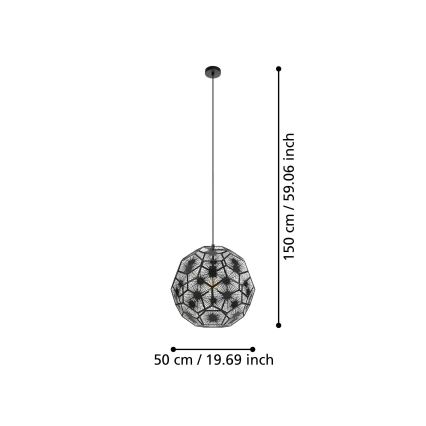 Eglo 39619 - Luster na sajli 1xE27/60W/230V pr. 50 cm crno