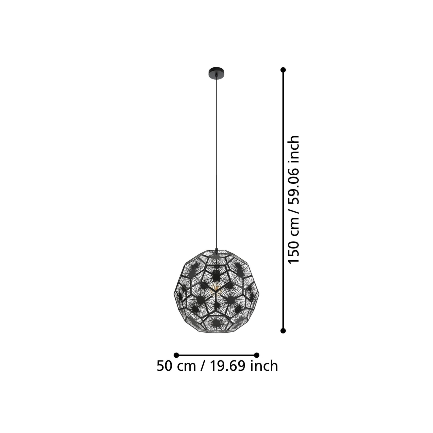Eglo 39619 - Luster na sajli 1xE27/60W/230V pr. 50 cm crno
