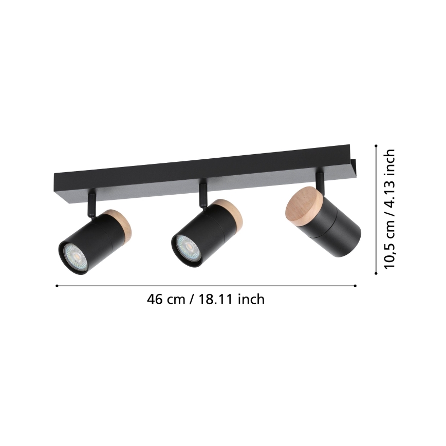 Eglo - LED Reflektorska lampa 3xGU10/4,5W/230V 3000K crno/braon