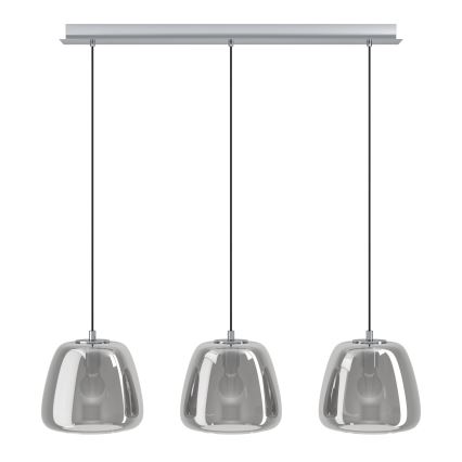 Eglo - Luster na sajli 3xE27/40W/230V sivo