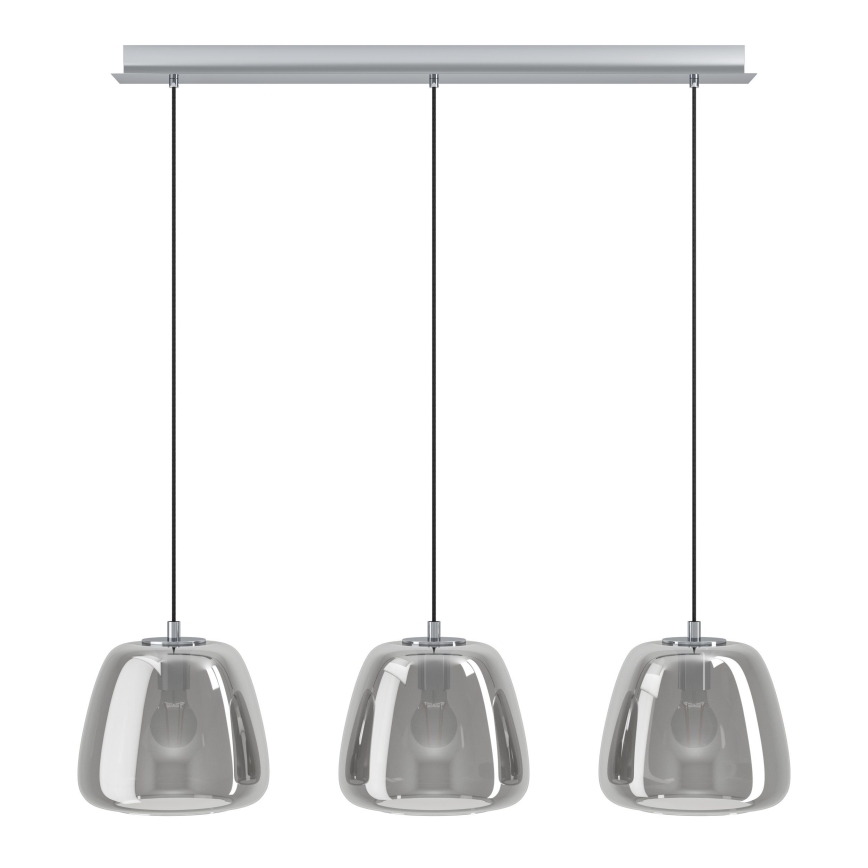 Eglo - Luster na sajli 3xE27/40W/230V sivo