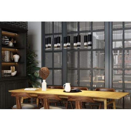 Eglo - LED luster na sajli 10xGU10/4,6W/230V crno