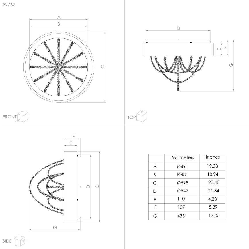 Eglo - LED prigušiva stropna svetiljka LED/34W/230V + 6xLED/5,4W + daljinski upravljač