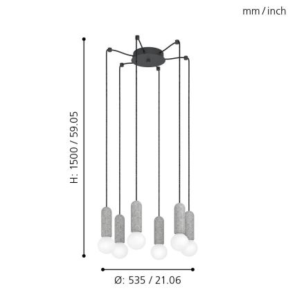 Eglo - Luster na sajli 6xE27/40W/230V pauk