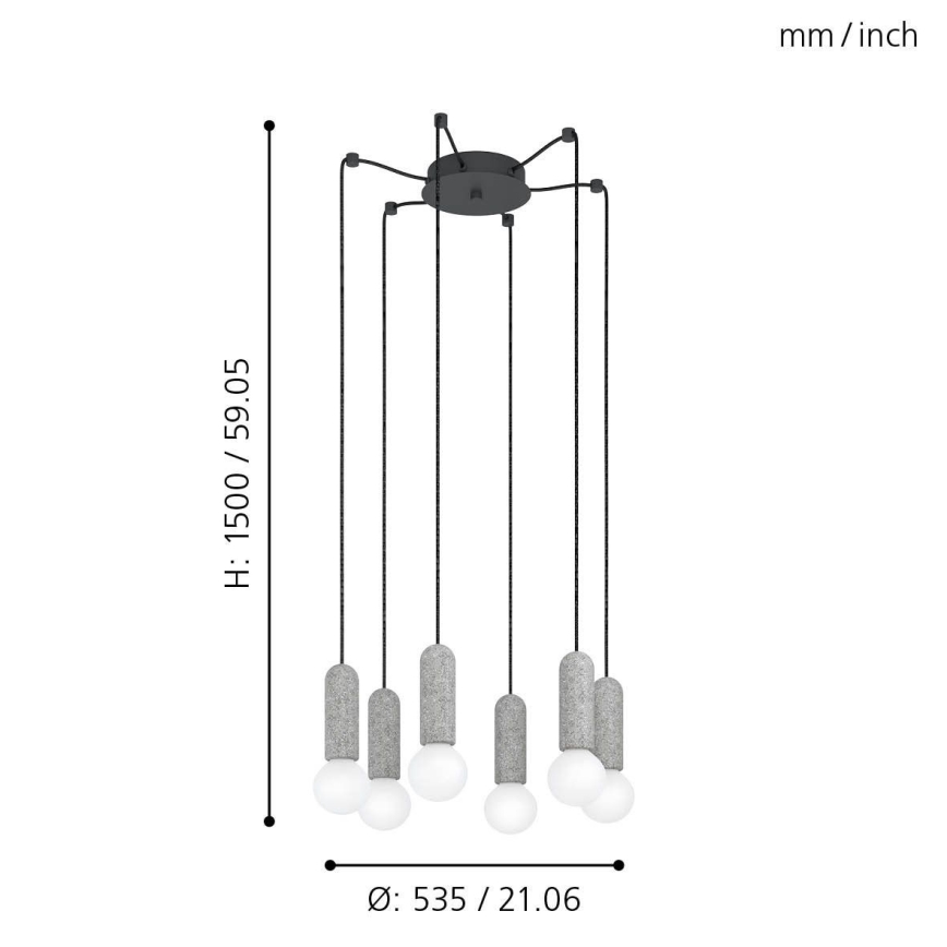 Eglo - Luster na sajli 6xE27/40W/230V pauk