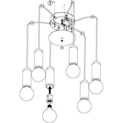 Eglo - Luster na sajli 6xE27/40W/230V pauk
