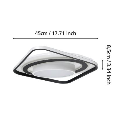 Eglo - LED Prigušiva plafonjera LED/21,5W/230V + LED/10,5W + LED/3W 3000-6500K crno + Daljinski upravljač