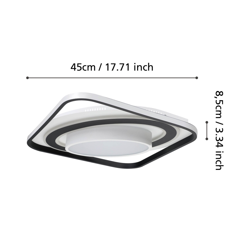 Eglo - LED Prigušiva plafonjera LED/21,5W/230V + LED/10,5W + LED/3W 3000-6500K crno + Daljinski upravljač