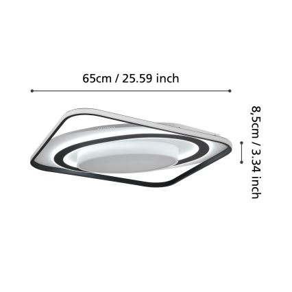 Eglo - LED Prigušiva plafonjera LED/28W/230V+LED/13W+ LED/2,8W 3000-6500K crno + Daljinski upravljač