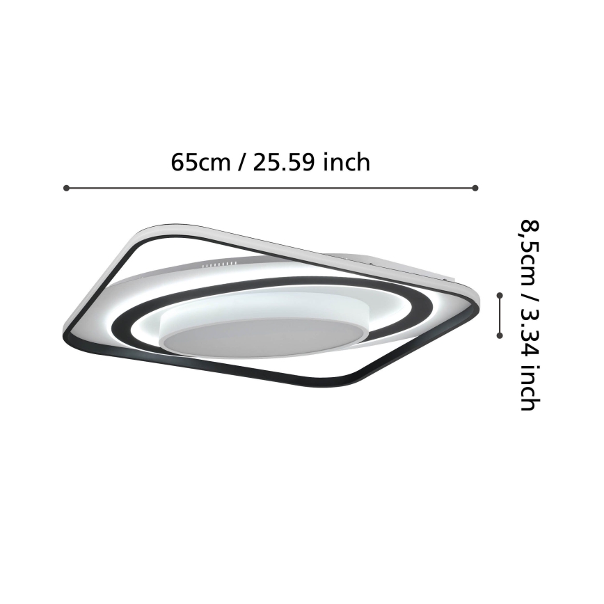 Eglo - LED Prigušiva plafonjera LED/28W/230V+LED/13W+ LED/2,8W 3000-6500K crno + Daljinski upravljač