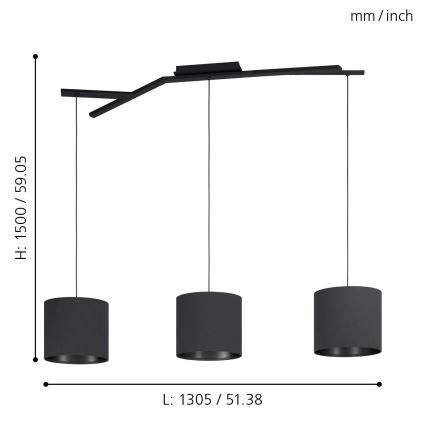 Eglo - Luster na sajli 3xE27/40W/230V