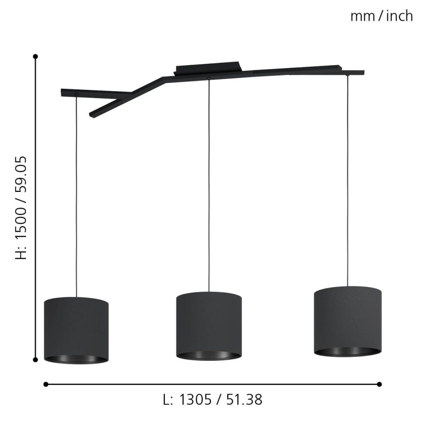 Eglo - Luster na sajli 3xE27/40W/230V