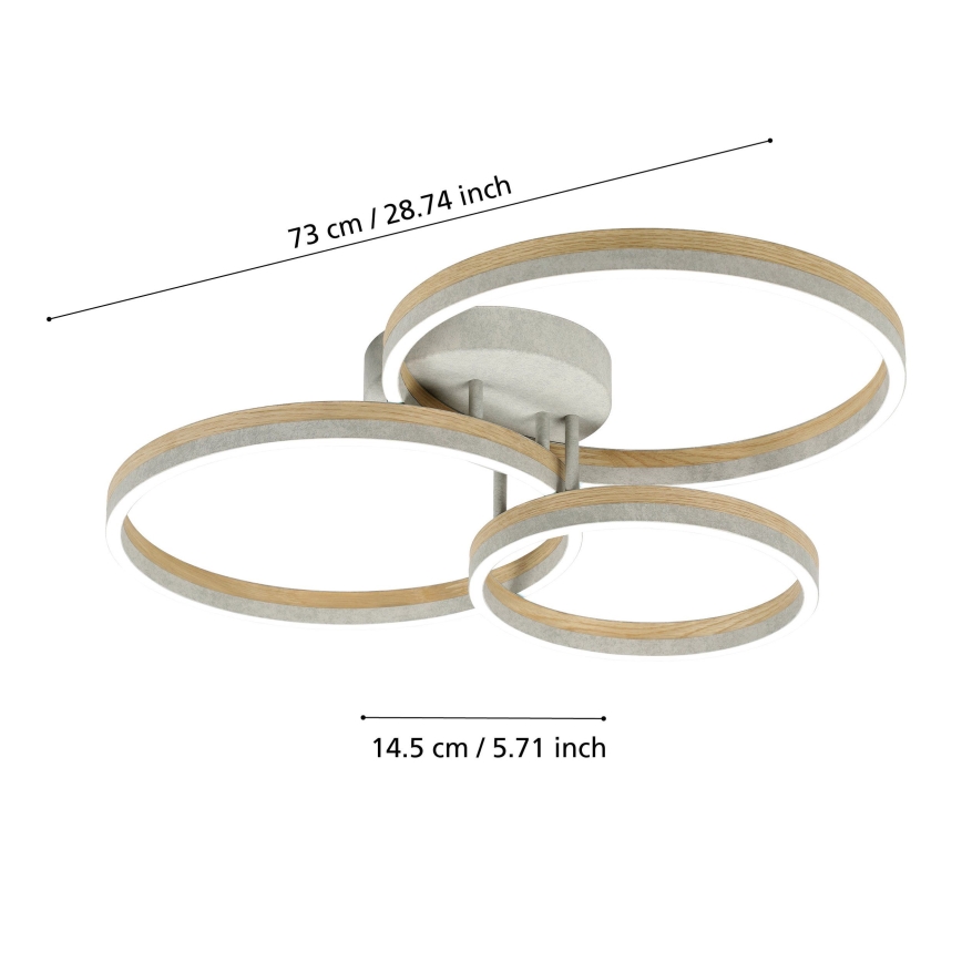 Eglo - LED Prigušivi nadgradni luster LED/12,5W/230V + 2xLED/15,5W 3000K sivo/braon