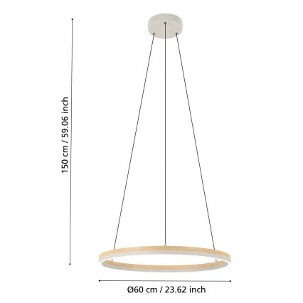 Eglo - LED Prigušivi luster na sajli LED/36W/230V 3000K sivo/braon